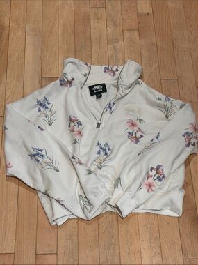 Roots Cream Floral Half-Zip Sweatshirt